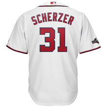 Load image into Gallery viewer, Max Scherzer Washington Nationals Majestic 2019 Postseason Official Cool Base Player Jersey - White