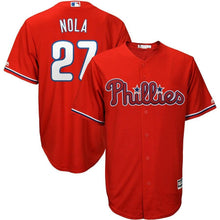 Load image into Gallery viewer, Aaron Nola Philadelphia Phillies Majestic Alternate Official Cool Base Player Jersey - Red