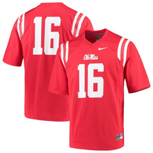 Load image into Gallery viewer, #16 Ole Miss Rebels Nike Game Football Jersey - Red