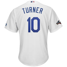 Load image into Gallery viewer, Justin Turner Los Angeles Dodgers Majestic 2019 Postseason Home Official Cool Base Player Jersey - White