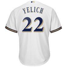Load image into Gallery viewer, Christian Yelich Milwaukee Brewers Majestic Home Hispanic Heritage Cool Base Player Jersey - White