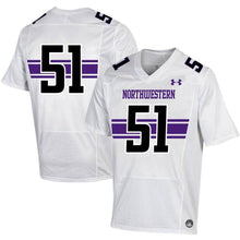 Load image into Gallery viewer, #51 Northwestern Wildcats Under Armour Replica Football Jersey - White