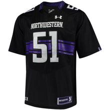 Load image into Gallery viewer, #51 Northwestern Wildcats Under Armour Premier Performance Football Jersey - Black