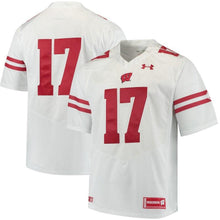 Load image into Gallery viewer, #17 Wisconsin Badgers Under Armour Premier Performance Football Jersey - White