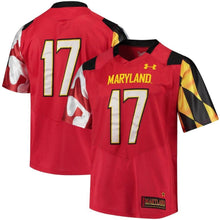 Load image into Gallery viewer, #17 Maryland Terrapins Under Armour Premier Performance Football Jersey - Red