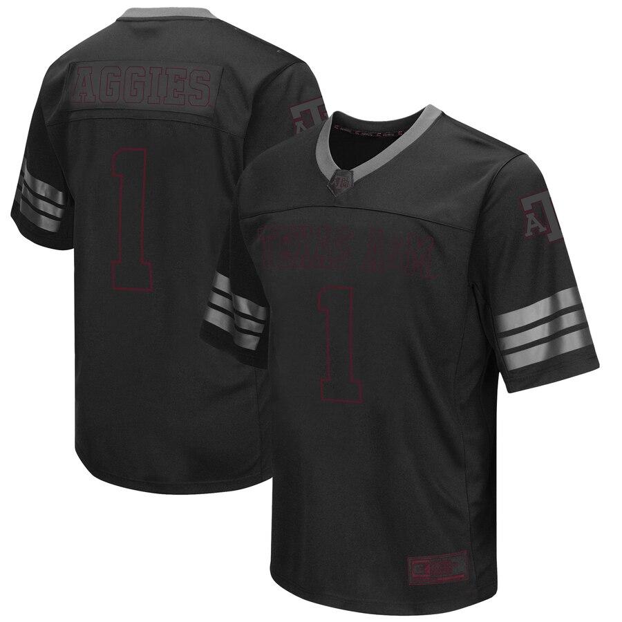 #1 Texas A&M Aggies Colosseum Blackout Football Jersey - Black